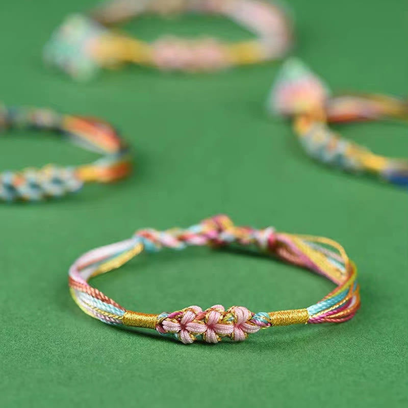 Colorful Peach Blossom Knot Yin Yang Bracelet for Luck and Protection