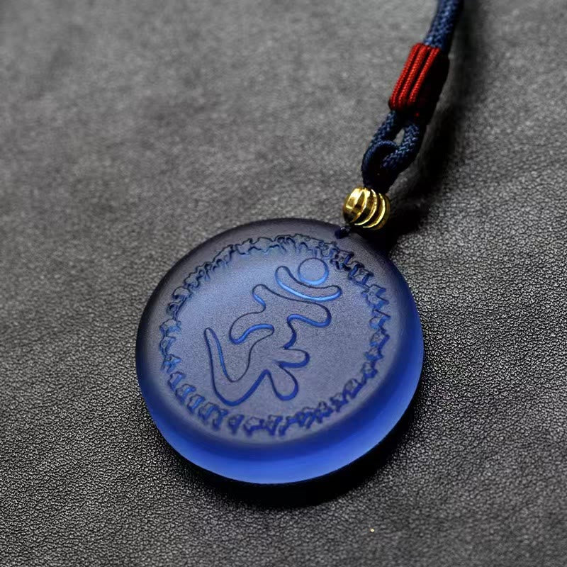Spiritual Liuli Crystal Necklace with Shurangama Mantra Pendant