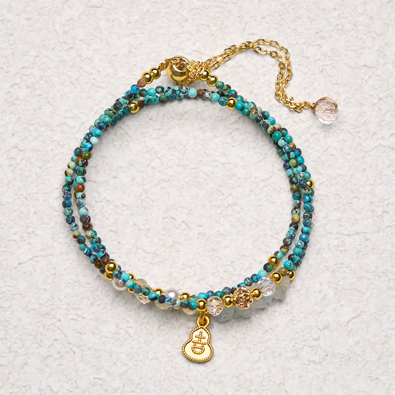 16cm Turquoise Strength Triple Wrap Bracelet for Women