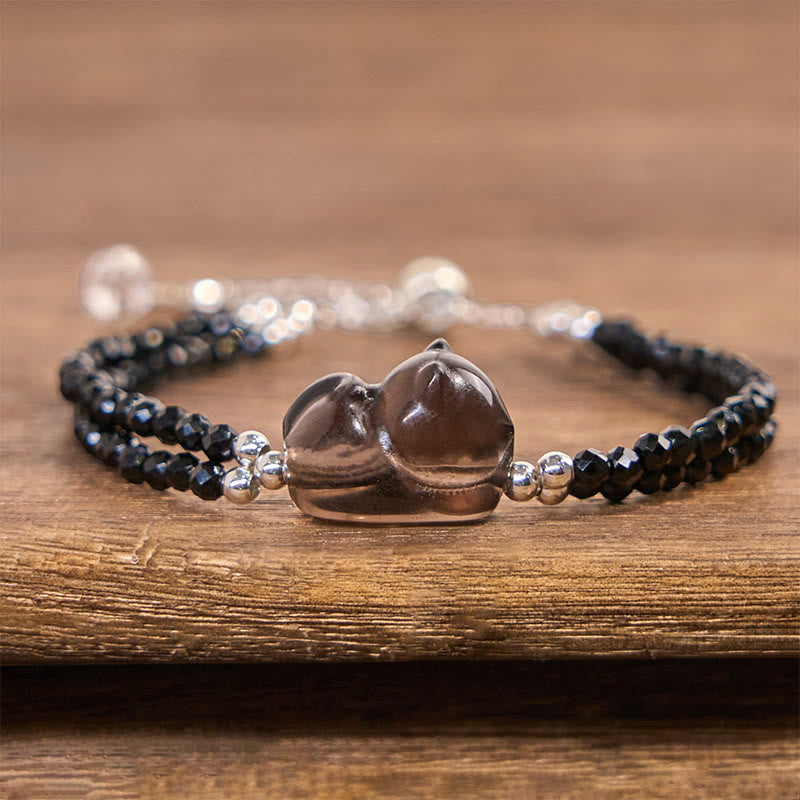 16cm Ice Obsidian Black Spinel Courage Bracelet for Women