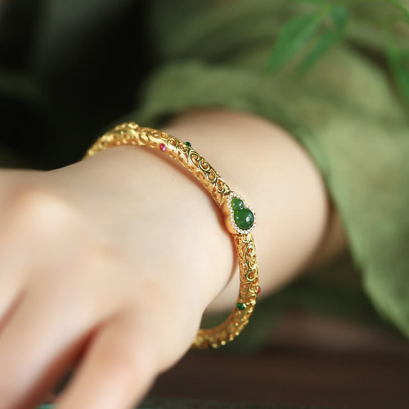 Cyan Jade Kupferplattiertes Goldarmband 56mm Glücksharmonie