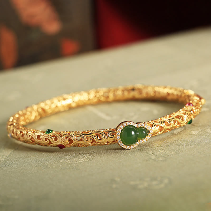 Cyan Jade Kupferplattiertes Goldarmband 56mm Glücksharmonie