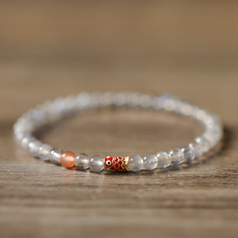 4 mm Mondstein-Koi-Fisch-Armband für Ruhe und Glück