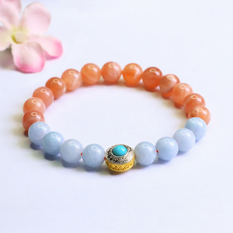 Peach Moonstone 0.8cm Soothing Meditation Bracelet for Women