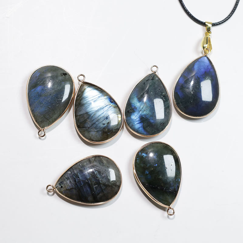 Labradorite Water Drop Pendant Necklace 25x40mm Healing