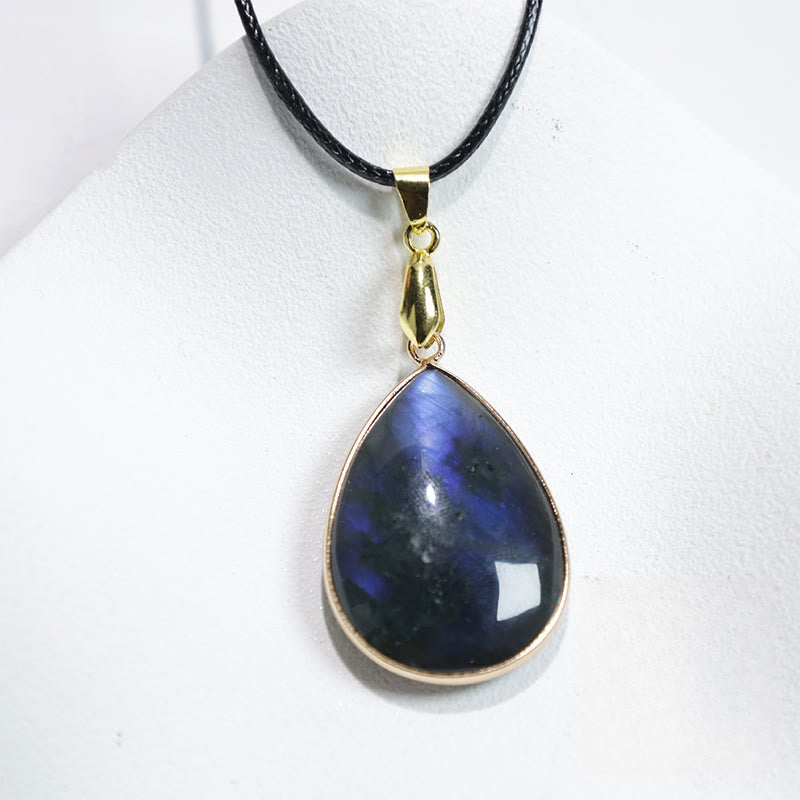 Labradorite Water Drop Pendant Necklace 25x40mm Healing