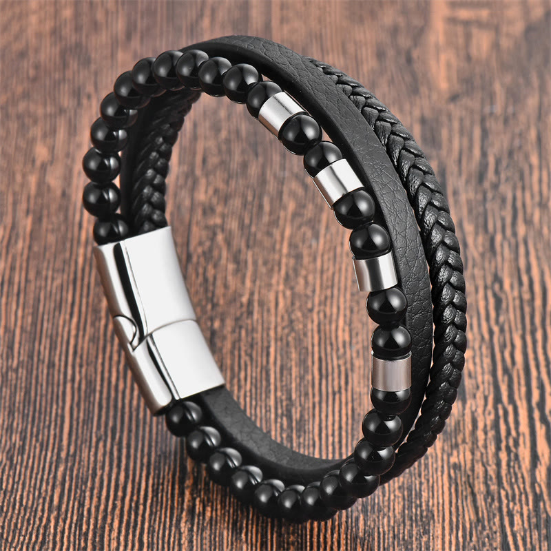Armband mit gefrostetem Stein und Balance-Schnalle aus Titanstahl