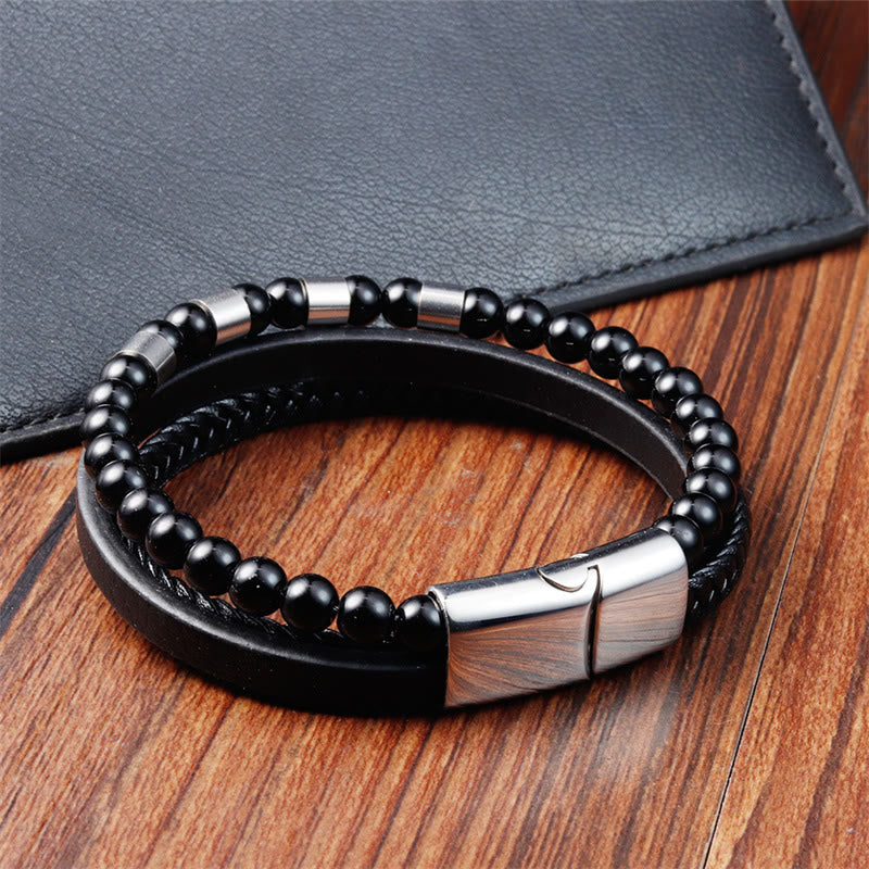 Armband mit gefrostetem Stein und Balance-Schnalle aus Titanstahl