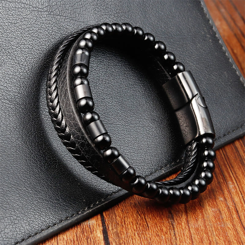 Armband mit gefrostetem Stein und Balance-Schnalle aus Titanstahl