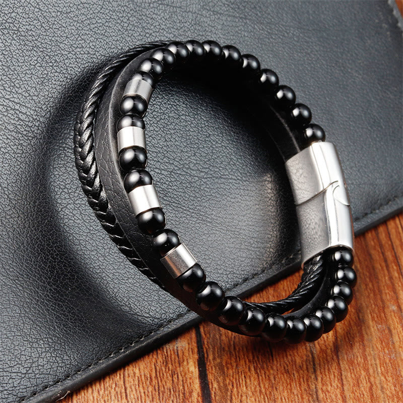 Armband mit gefrostetem Stein und Balance-Schnalle aus Titanstahl