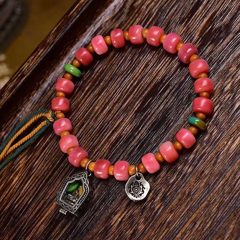Unisex Camel Bone Red Agate Luck Bracelet Tibetan