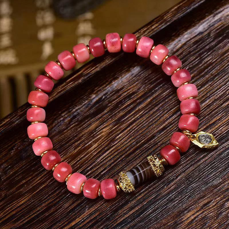 Unisex Camel Bone Red Agate Luck Bracelet Tibetan