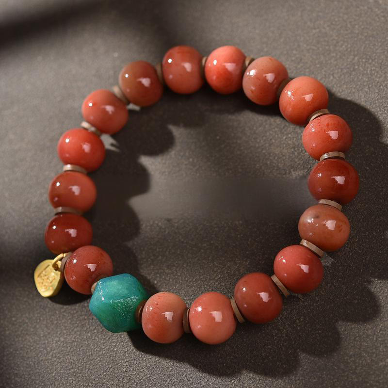 Vintage Tibetan Camel Bone Tassel Agate Bracelet for Luck