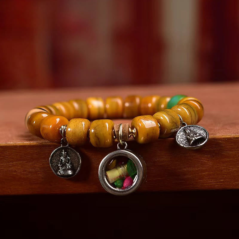 Unisex Tibetisches Yakknochen-Kamelknochen-Dzi-Perlen-Balance-Armband