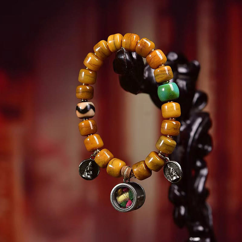 Unisex Tibetisches Yakknochen-Kamelknochen-Dzi-Perlen-Balance-Armband