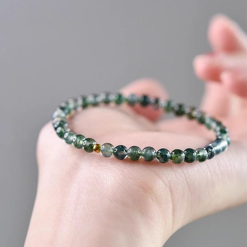 6 mm Moosachat-Armband, beruhigend, Glücksbringer