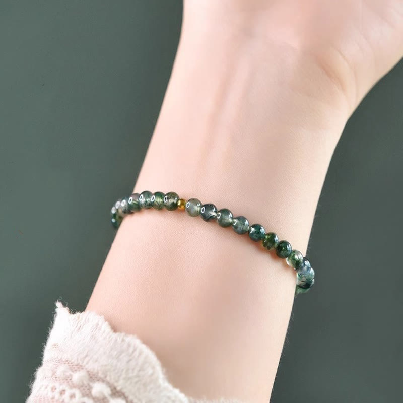 6 mm Moosachat-Armband, beruhigend, Glücksbringer