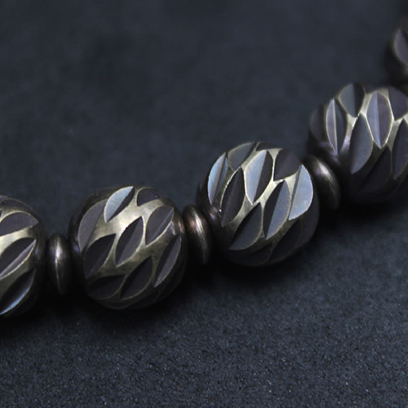 Retro Kupfer Reichtum Armband | Vintage geschnitztes Muster