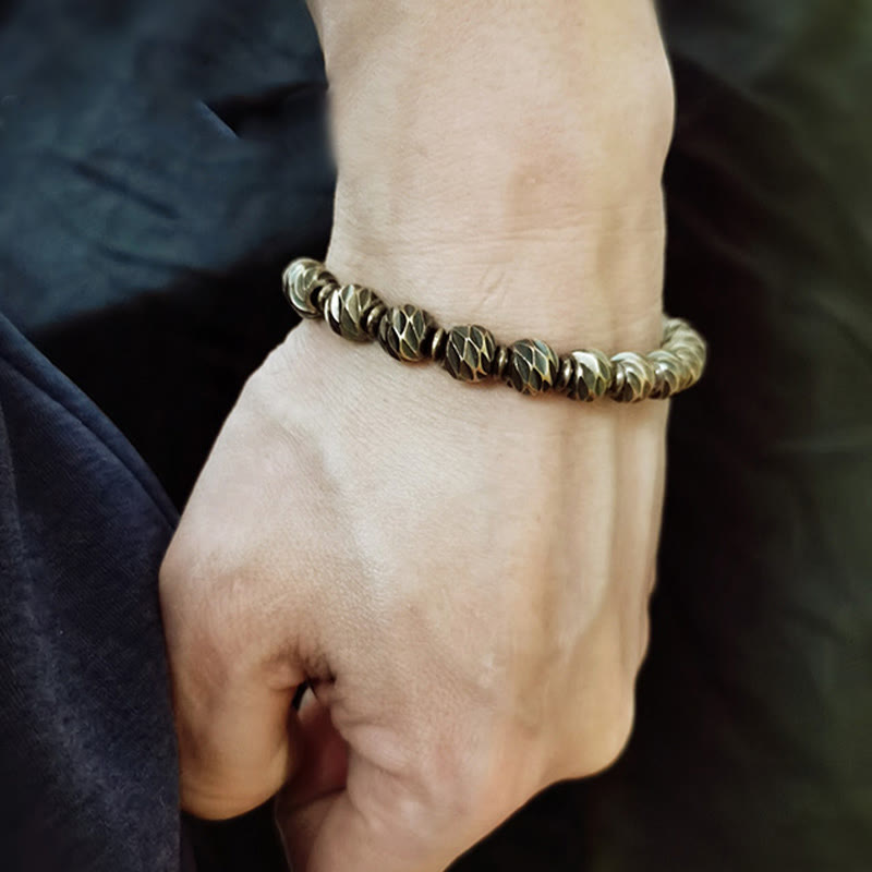 Retro Kupfer Reichtum Armband | Vintage geschnitztes Muster
