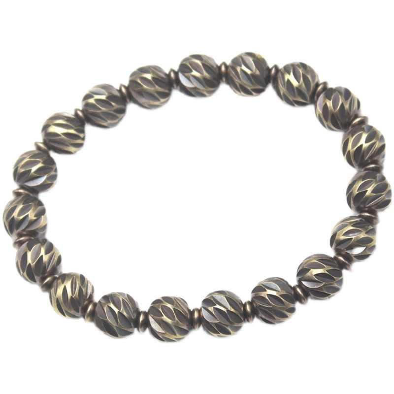 Retro Kupfer Reichtum Armband | Vintage geschnitztes Muster