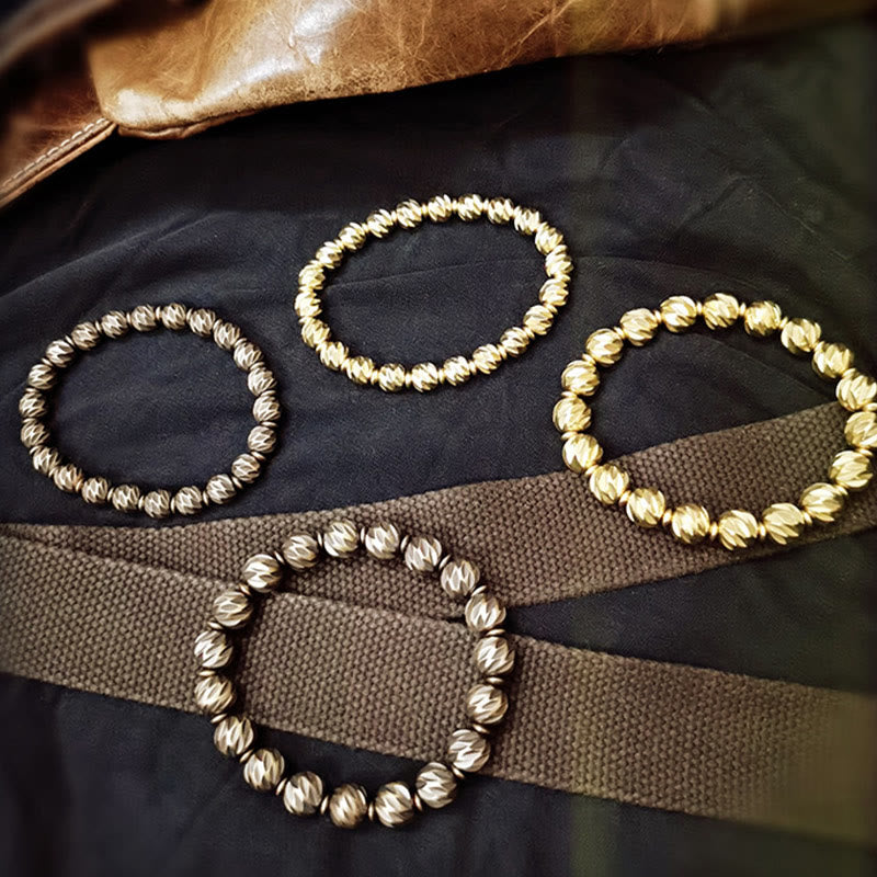 Retro Kupfer Reichtum Armband | Vintage geschnitztes Muster