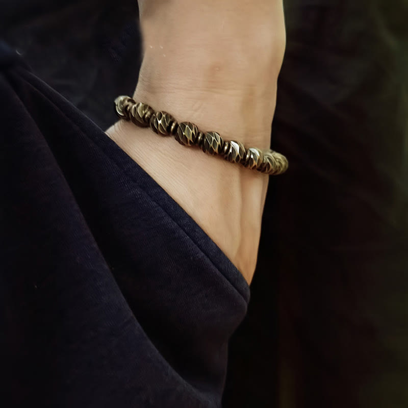 Retro Kupfer Reichtum Armband | Vintage geschnitztes Muster