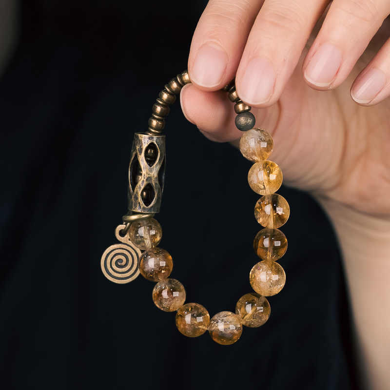 10 mm Citrin-Schutzarmband für Wohlstand und Freude