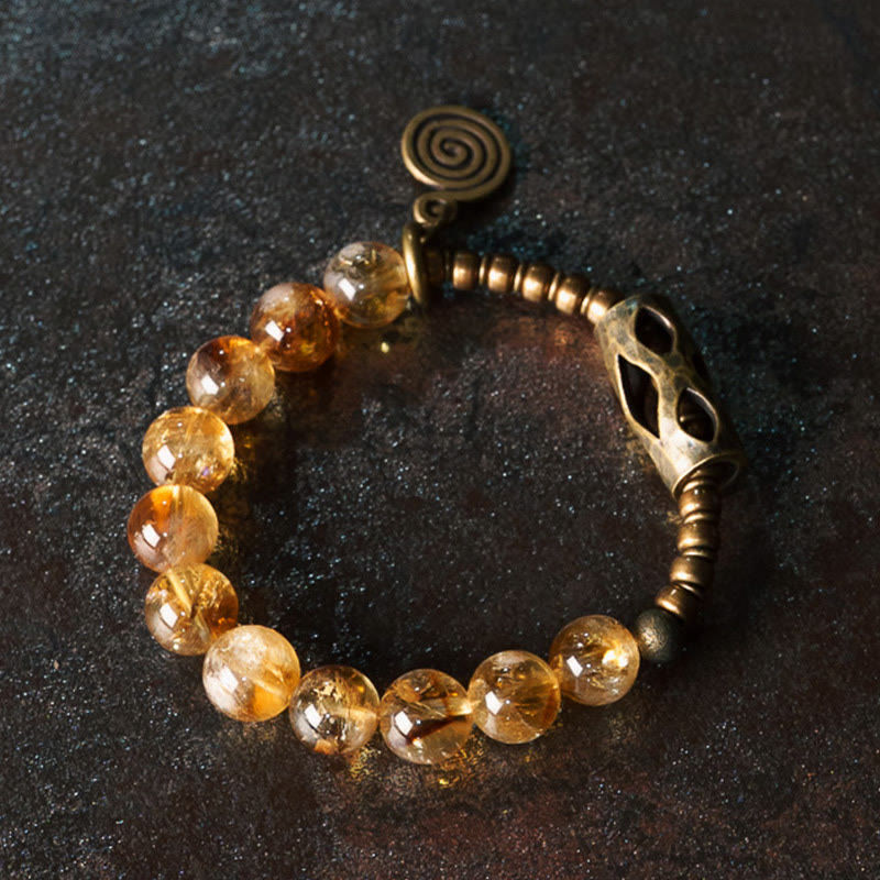 10mm Citrine Protection Bracelet for Prosperity & Joy