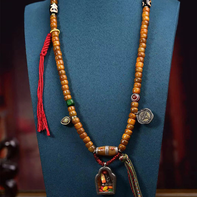 Handgefertigte Mala aus Kamelknochen mit 108 Perlen für Glück und Schutz