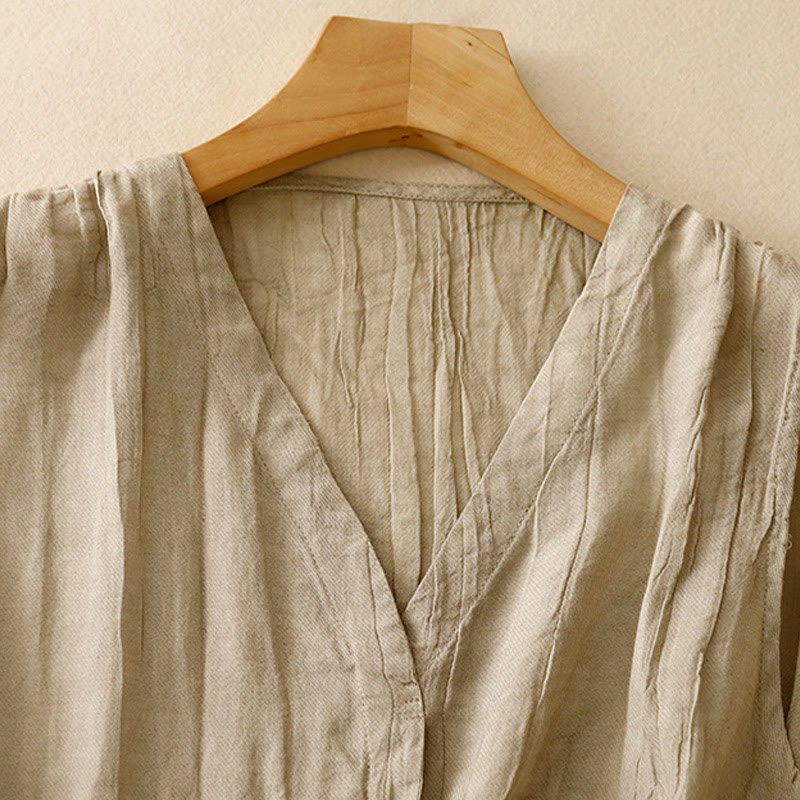 Weste aus Baumwollleinen mit V-Ausschnitt | Lässiges Yoga-Top für Damen