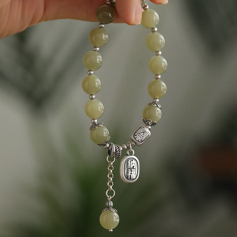 8 mm großes Glücksarmband aus Hetian-Jade für Wohlstand und Schutz