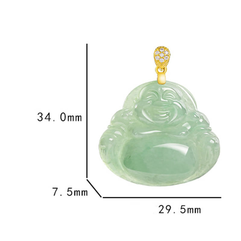 Jade-Halskette „Lachender Buddha“ aus 925er Sterlingsilber für Wohlstand