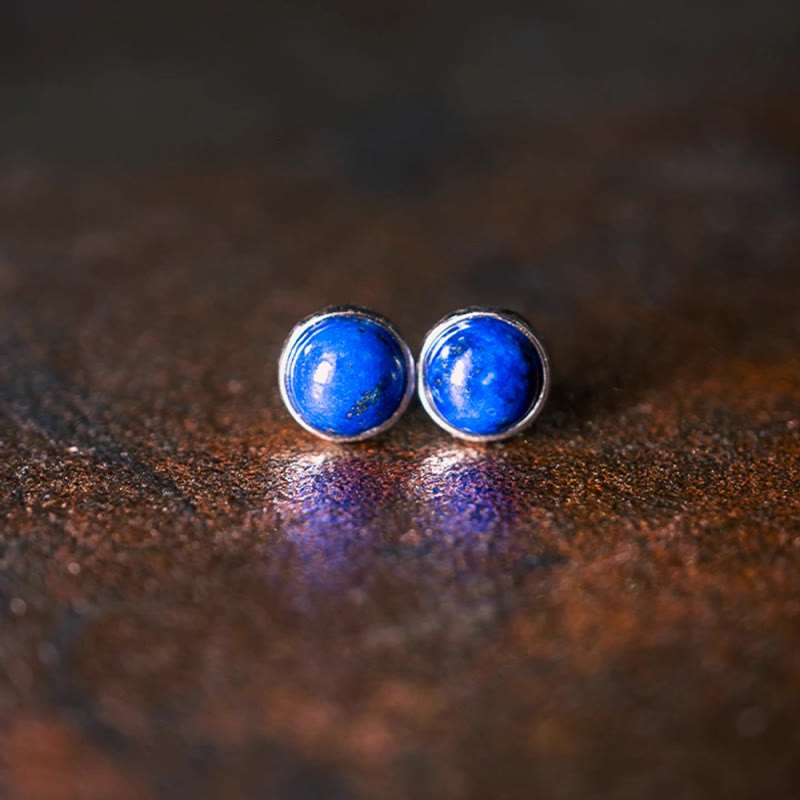 7mm Lazurite Sterling Silver Earrings for Spiritual Balance