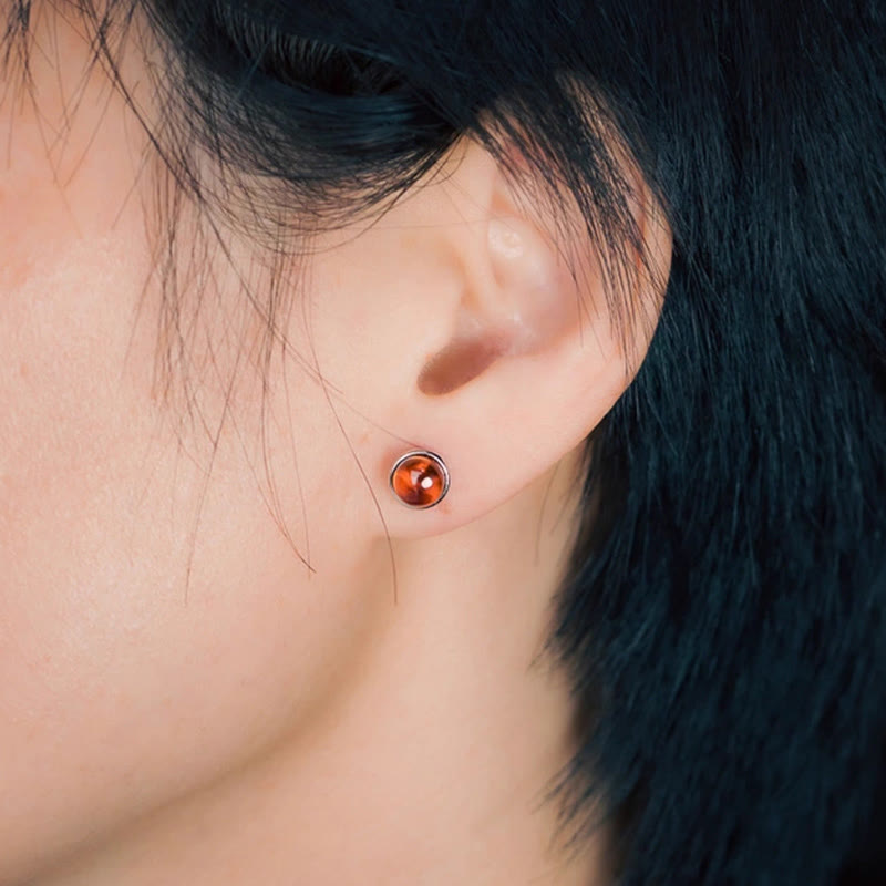 Calm Stability Granat 925 Sterling Silber Ohrringe 7mm