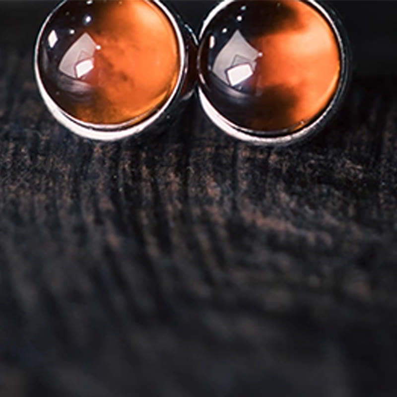 Calm Stability Granat 925 Sterling Silber Ohrringe 7mm