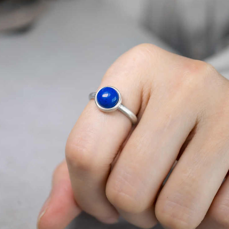 925 Sterling Silber Türkis Lazurite Balance Ring 9mm