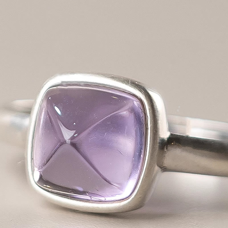 Verstellbarer Amethyst Ring 9mm 925 Sterling Silber Balance