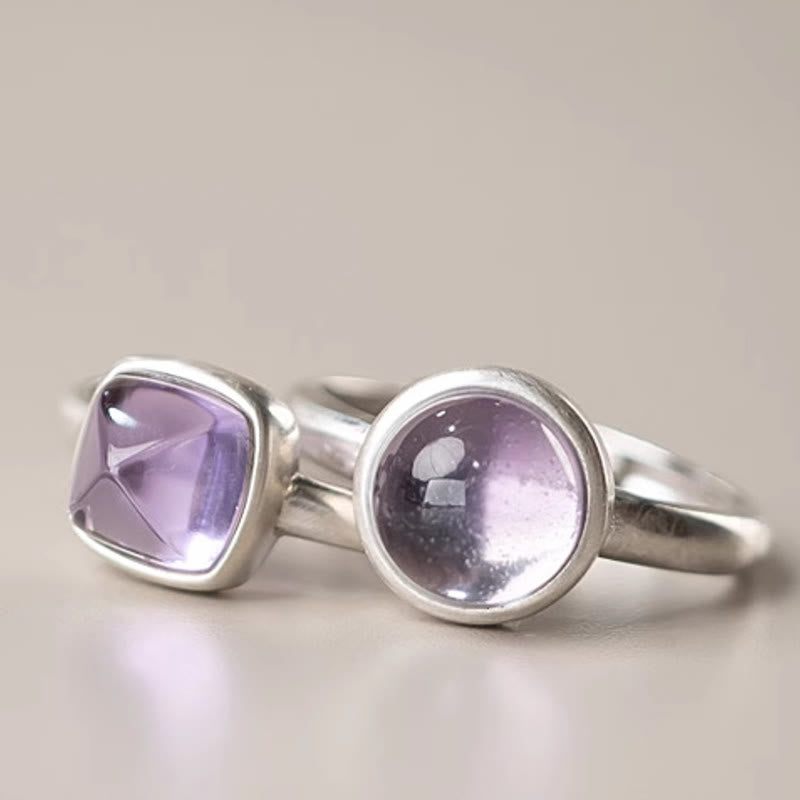 Verstellbarer Amethyst Ring 9mm 925 Sterling Silber Balance