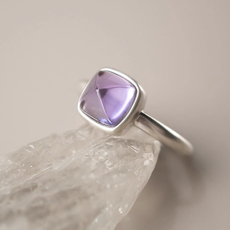 Verstellbarer Amethyst Ring 9mm 925 Sterling Silber Balance