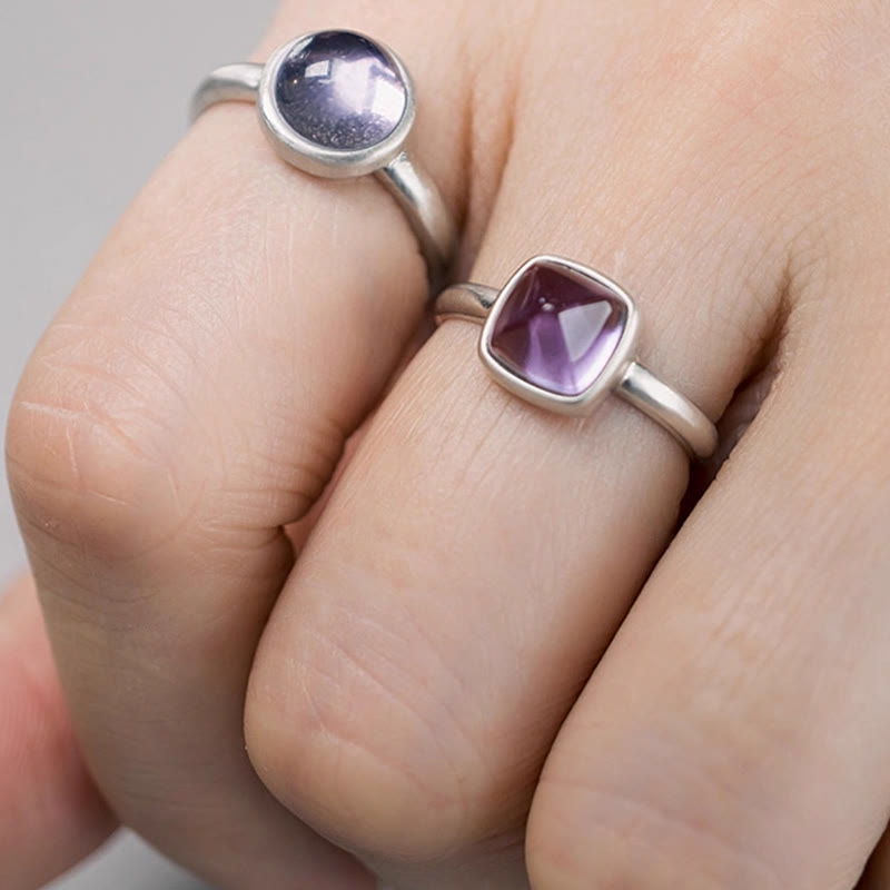 Verstellbarer Amethyst Ring 9mm 925 Sterling Silber Balance