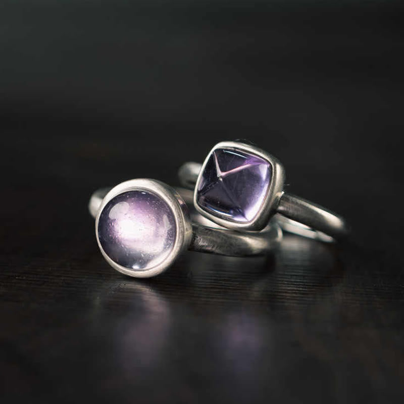 Verstellbarer Amethyst Ring 9mm 925 Sterling Silber Balance