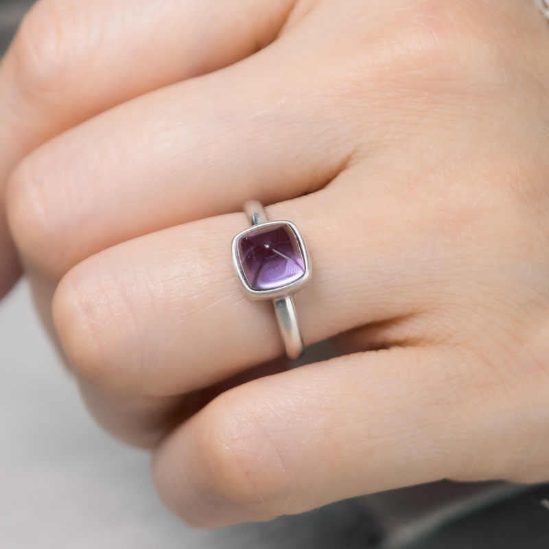 Verstellbarer Amethyst Ring 9mm 925 Sterling Silber Balance