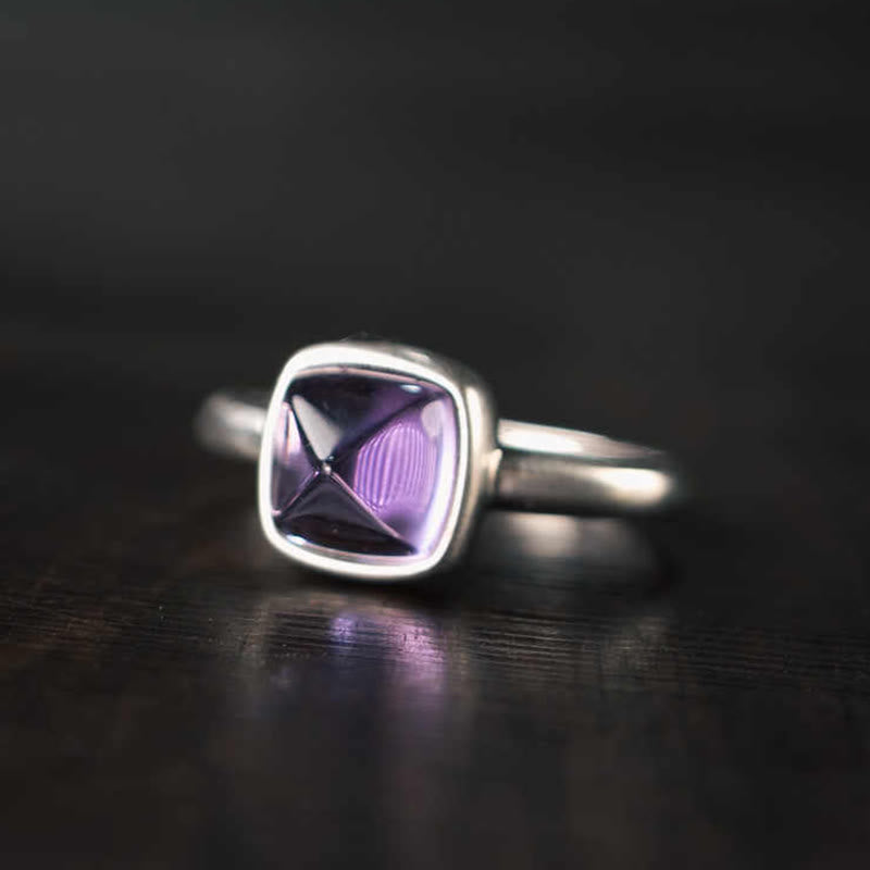 Verstellbarer Amethyst Ring 9mm 925 Sterling Silber Balance