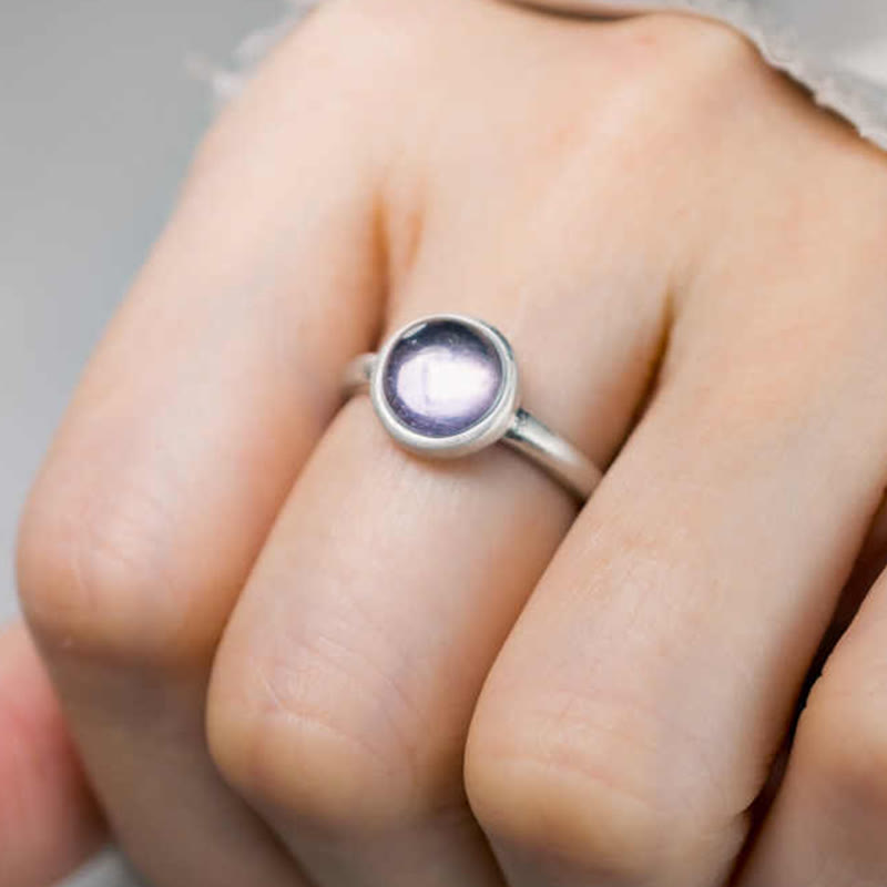 Verstellbarer Amethyst Ring 9mm 925 Sterling Silber Balance