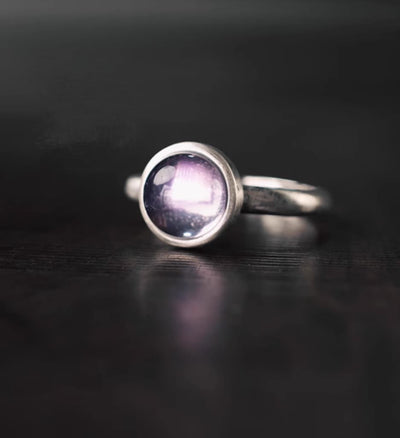 Verstellbarer Amethyst Ring 9mm 925 Sterling Silber Balance