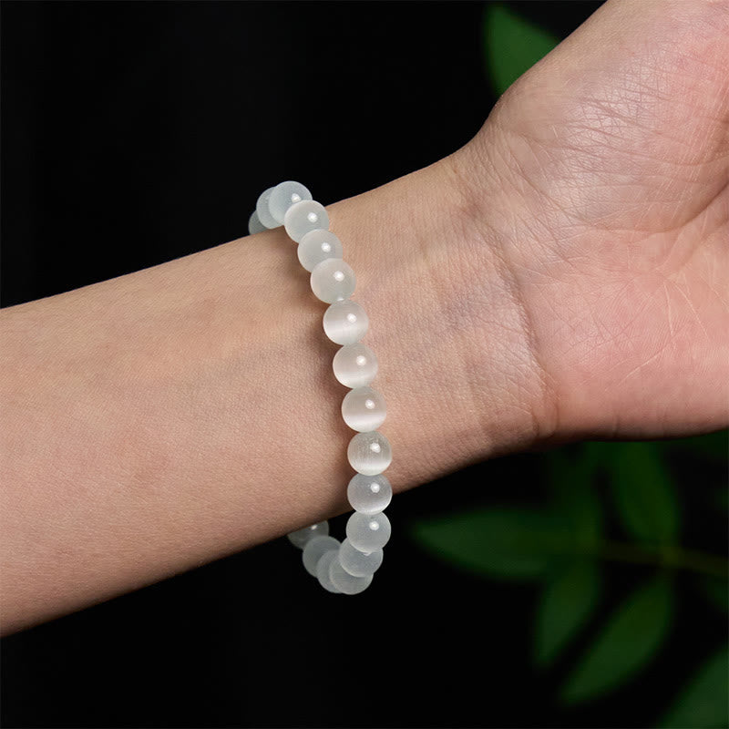 8 mm weißes Katzenauge-Pixiu-Armband für Glück und Schutz