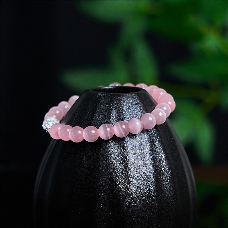 8 mm weißes Katzenauge-Pixiu-Armband für Glück und Schutz