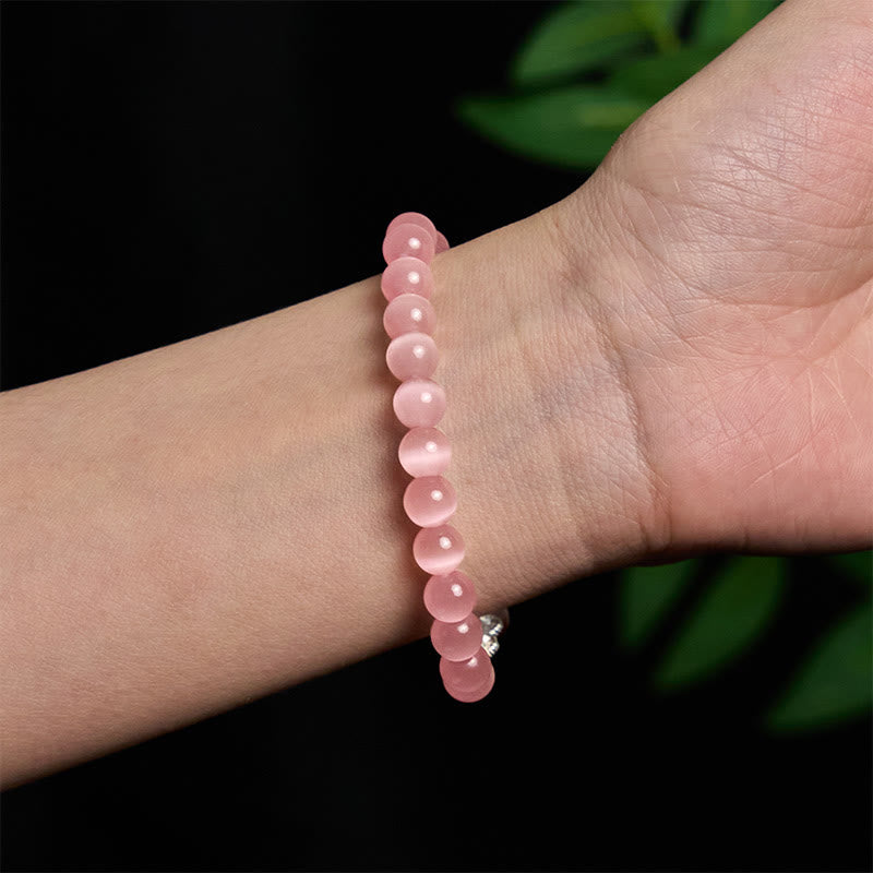 8 mm weißes Katzenauge-Pixiu-Armband für Glück und Schutz