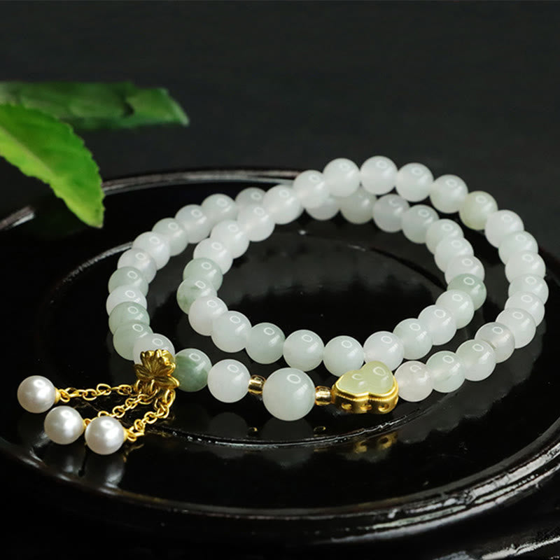 6 mm Tianshan Jade Lotus Wohlstandsarmband für Damen