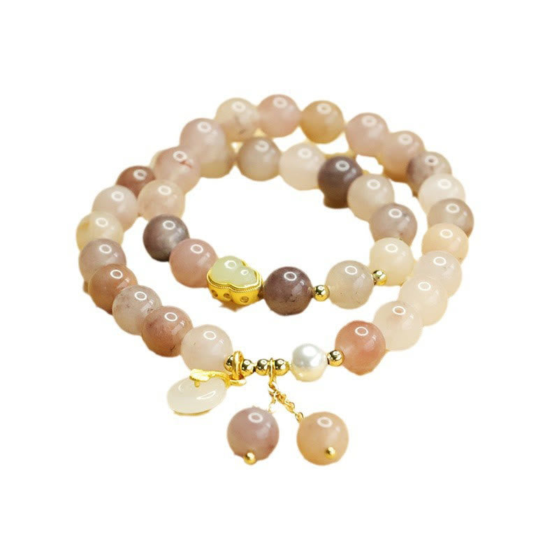 Goldenes Seiden-Jade-Armband mit Peace-Schnalle für Glück und Harmonie